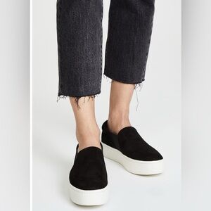 Vince Warren Platform Suede Sneaker Black